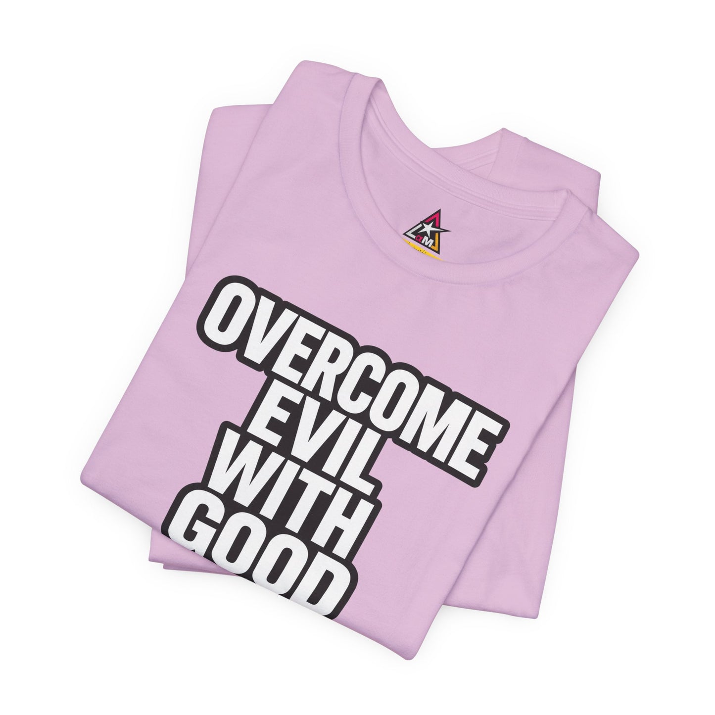 Overcome Evil With Good Graphic T-Shirt | Romans 12:21 Christian Tee | Faith & Strength Streetwear
