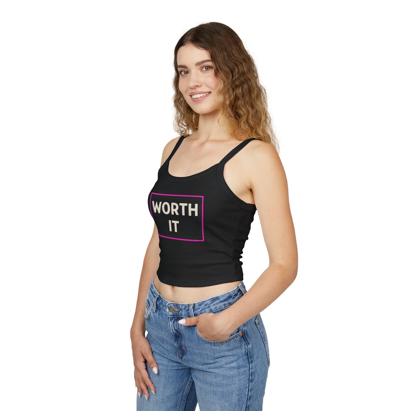 WORTH IT | Funny Dating Graphic Spaghetti Tank | Flirty Confidence Streetwear