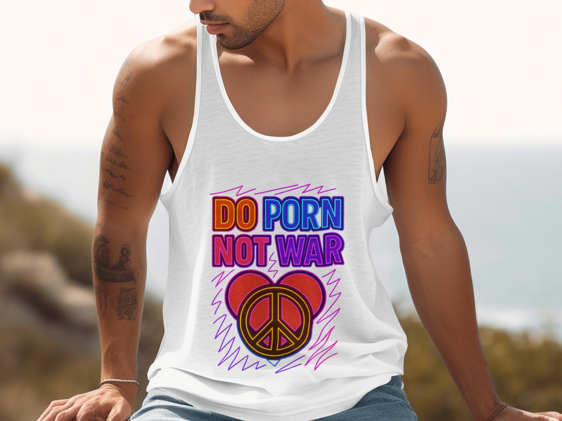 Do Porn Not War Peace Sign Graphic Tank Top product