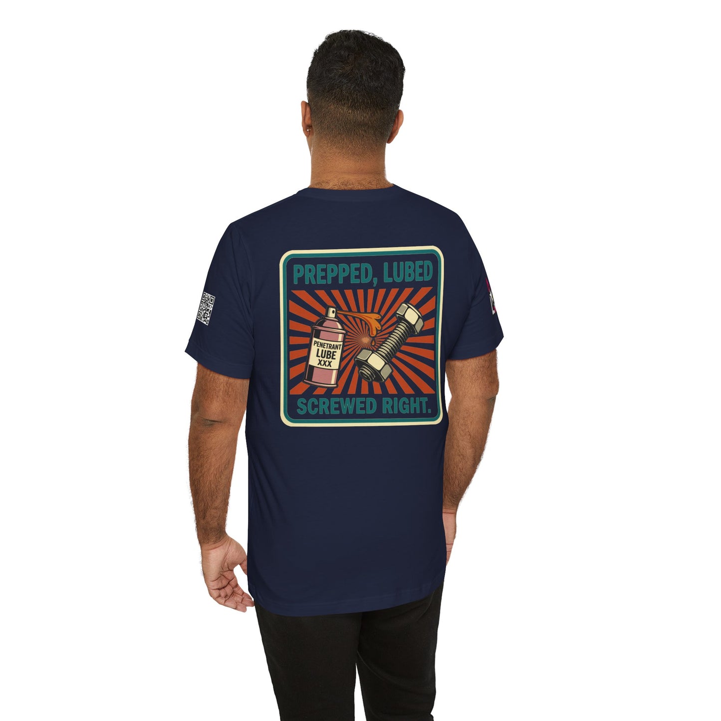 PREPPED, LUBED, SCREWED RIGHT Graphic T-Shirt | Mechanic Humor Tee | Funny Garage Shirt | Vintage Streetwear Tee