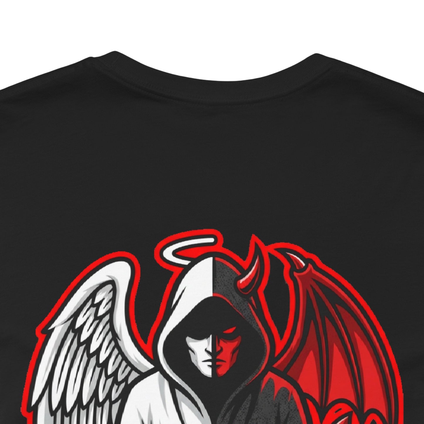 LOOK TWICE Angel & Devil Graphic T-Shirt | Duality Streetwear Tee | Good vs Evil Shirt | Unisex Graphic Tee