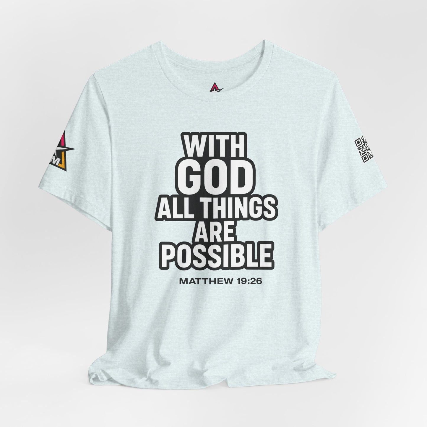 With God All Things Are Possible Graphic T-Shirt | Matthew 19:26 Christian Tee | Faith & Strength Streetwear