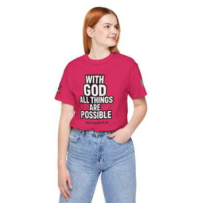 With God All Things Are Possible Graphic T-Shirt | Matthew 19:26 Christian Tee | Faith & Strength Streetwear