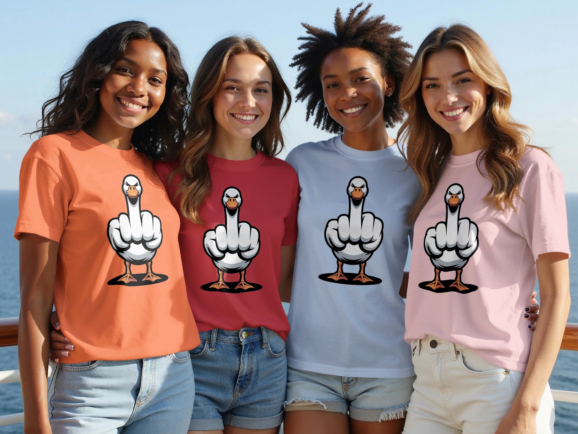 Funny Duck Giving Finger Graphic Tee for Fun Style