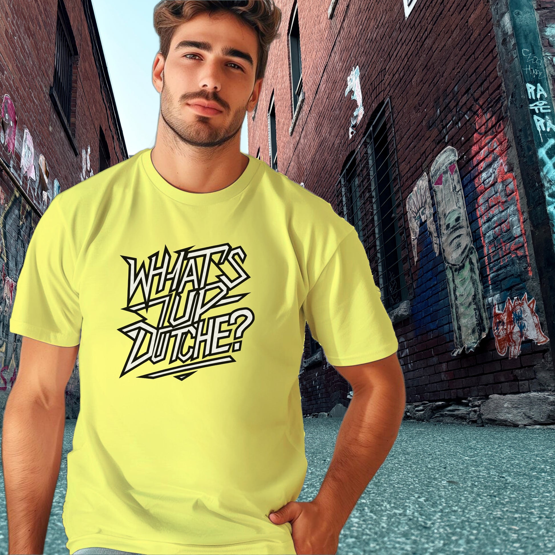 What's Up Dutch Yellow Graphic T-Shirt