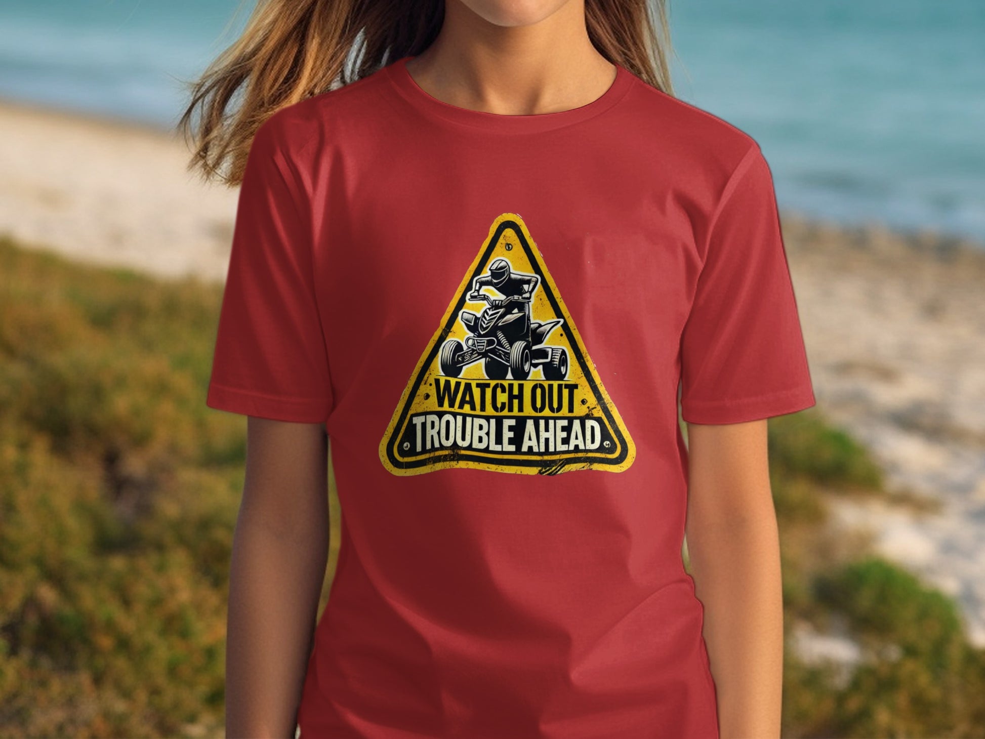 Watch Out Trouble Ahead Warning Sign Graphic Tee product