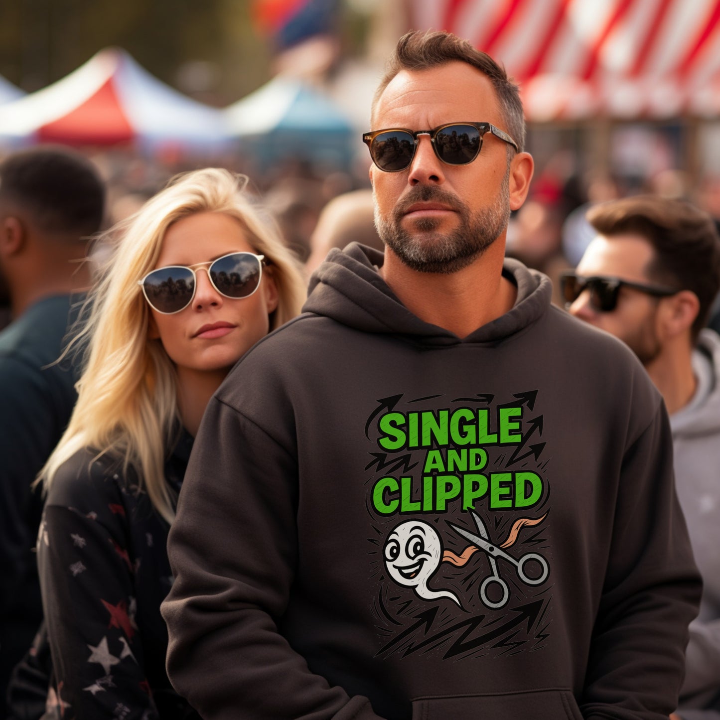Single and Clipped Funny Design Hoodie product