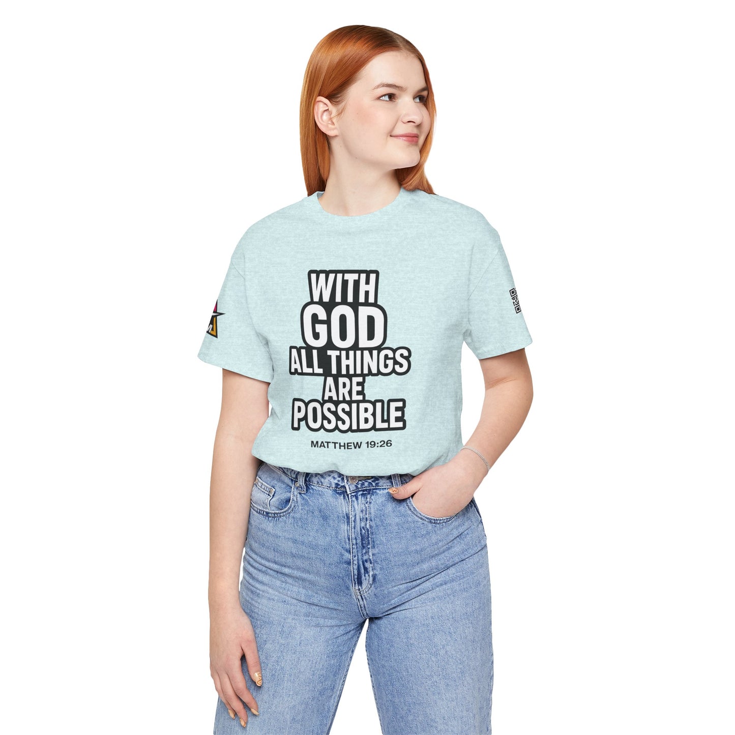 With God All Things Are Possible Graphic T-Shirt | Matthew 19:26 Christian Tee | Faith & Strength Streetwear