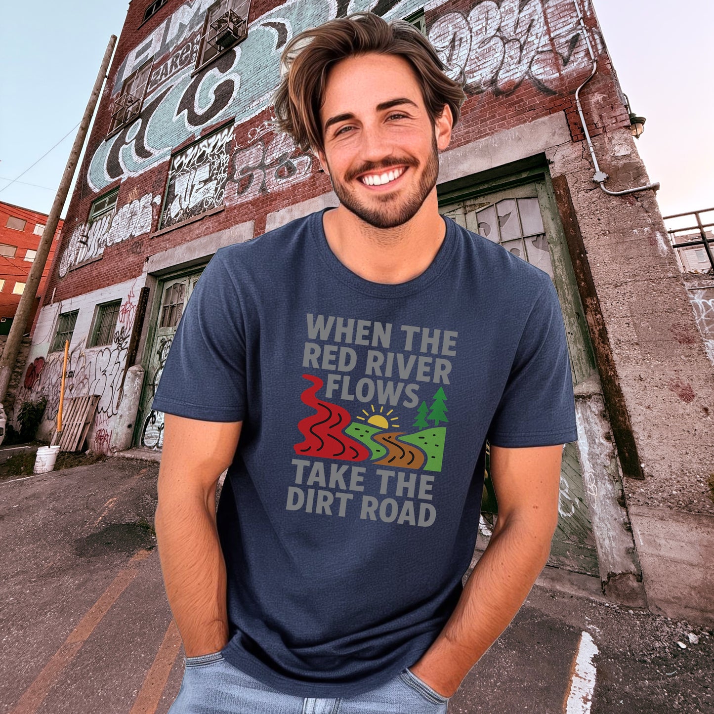 When The Red River Flows Take The Dirt Road T-shirt