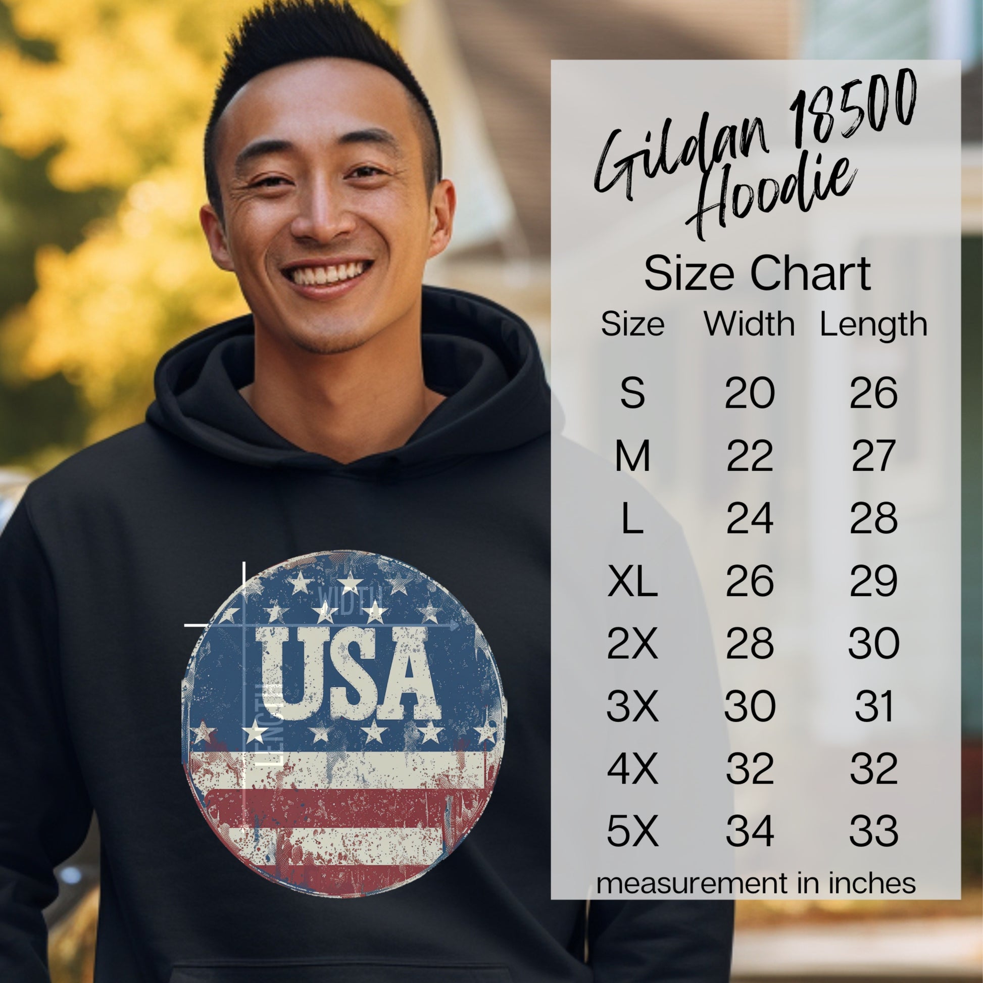 Gildan 18500 Hoodie with USA Flag Graphic Hoodie product