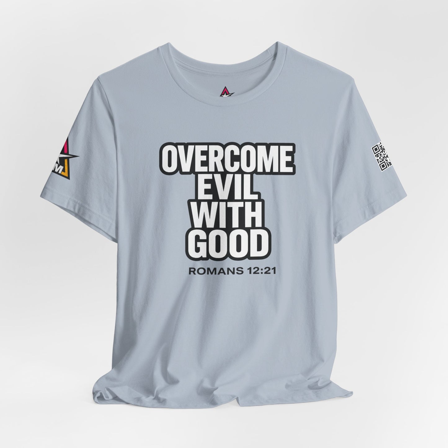 Overcome Evil With Good Graphic T-Shirt | Romans 12:21 Christian Tee | Faith & Strength Streetwear