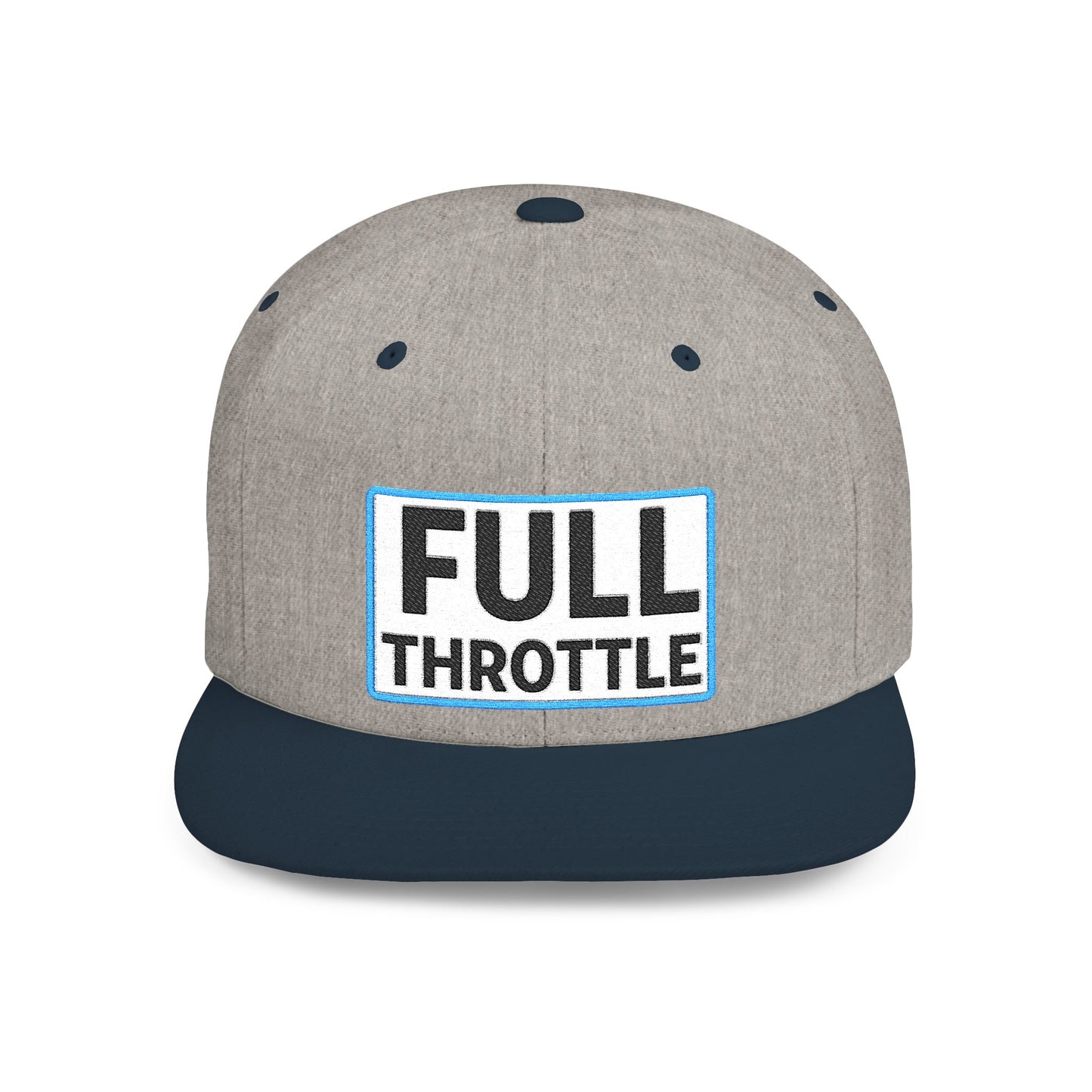 FULL THROTTLE Embroidered Flat Bill Snapback Cap | Bold Motorsport Hat | Streetwear Baseball Cap