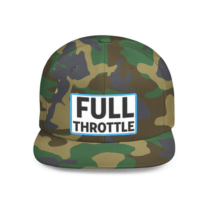 FULL THROTTLE Embroidered Flat Bill Snapback Cap | Bold Motorsport Hat | Streetwear Baseball Cap