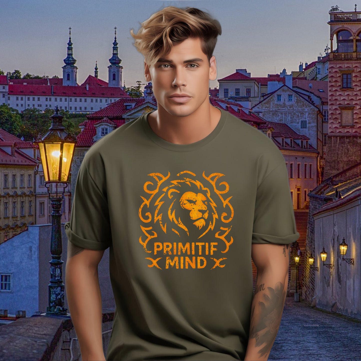 Primotif Mind Lion Graphic Design T-Shirt product