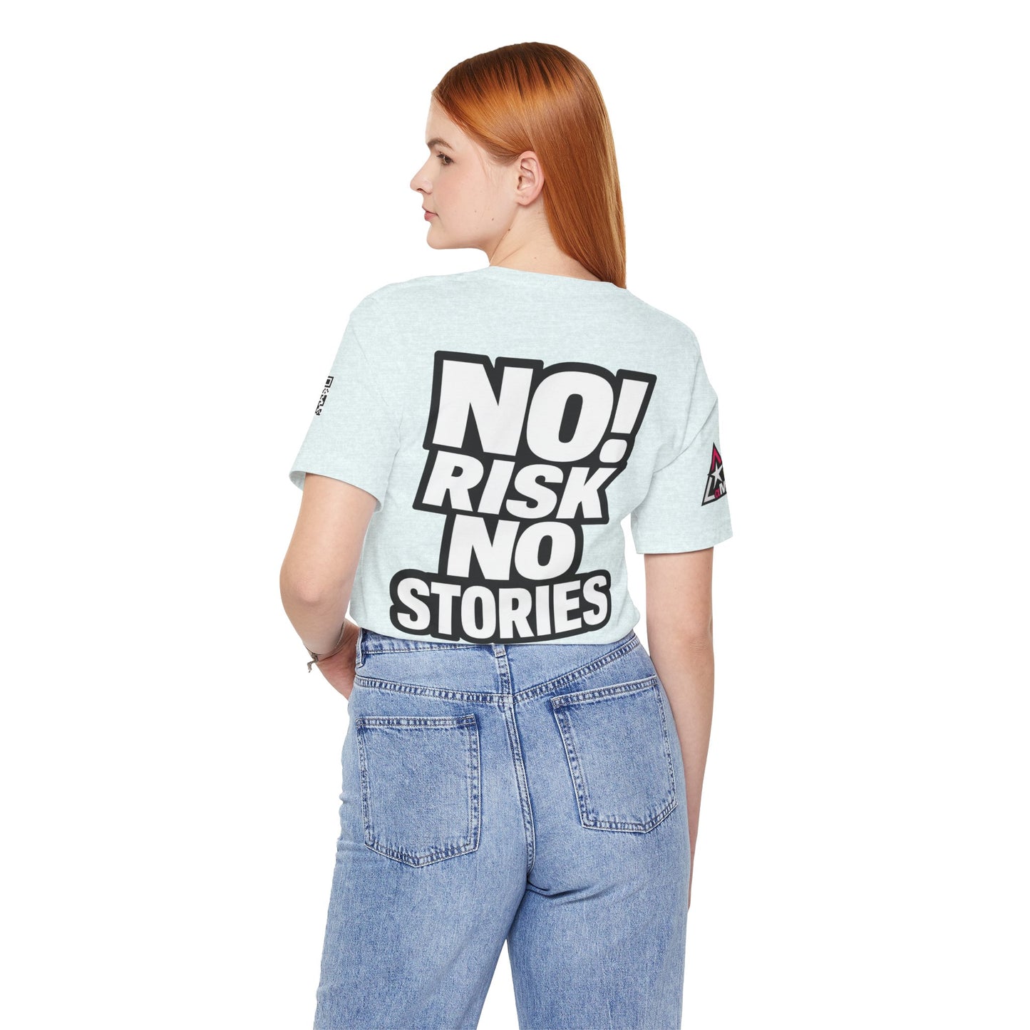 No Risk No Stories – Bold Motivational Graphic TeeNo Risk No Stories – Bold Motivational Graphic Tee