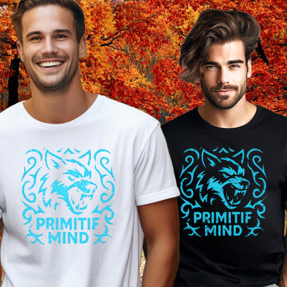 Primitif Mind Graphic Tees with Unique Wolf Design product type