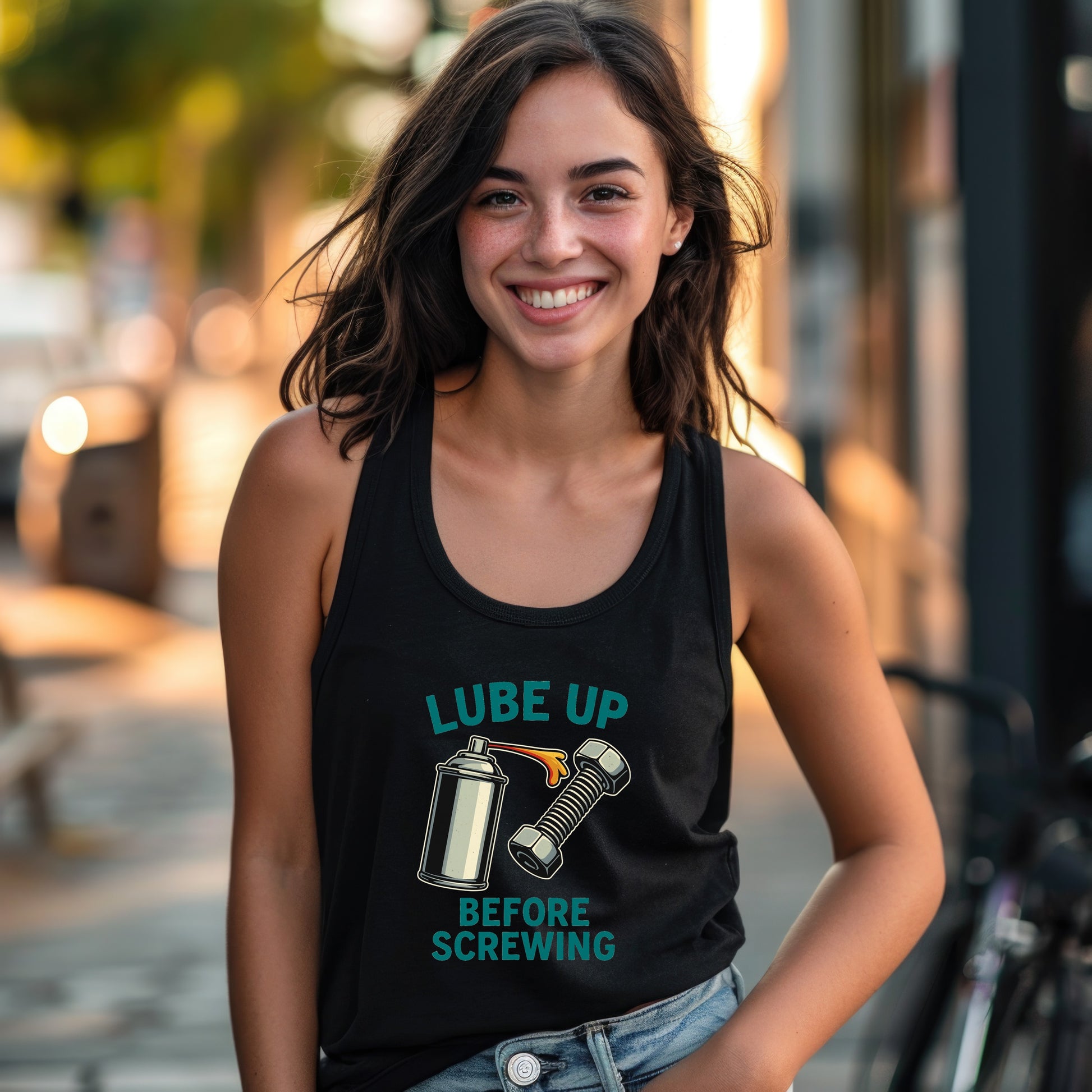 Lube Up Before Screwing Graphic Tank Top product type