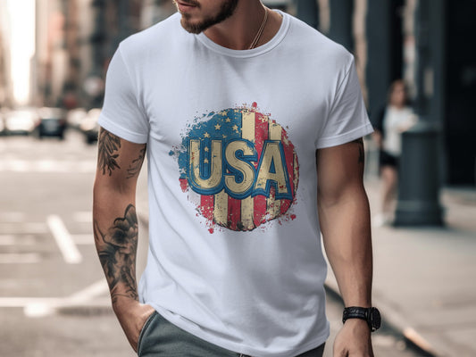 USA Flag Graphic Stylish Design T-shirt Casual product