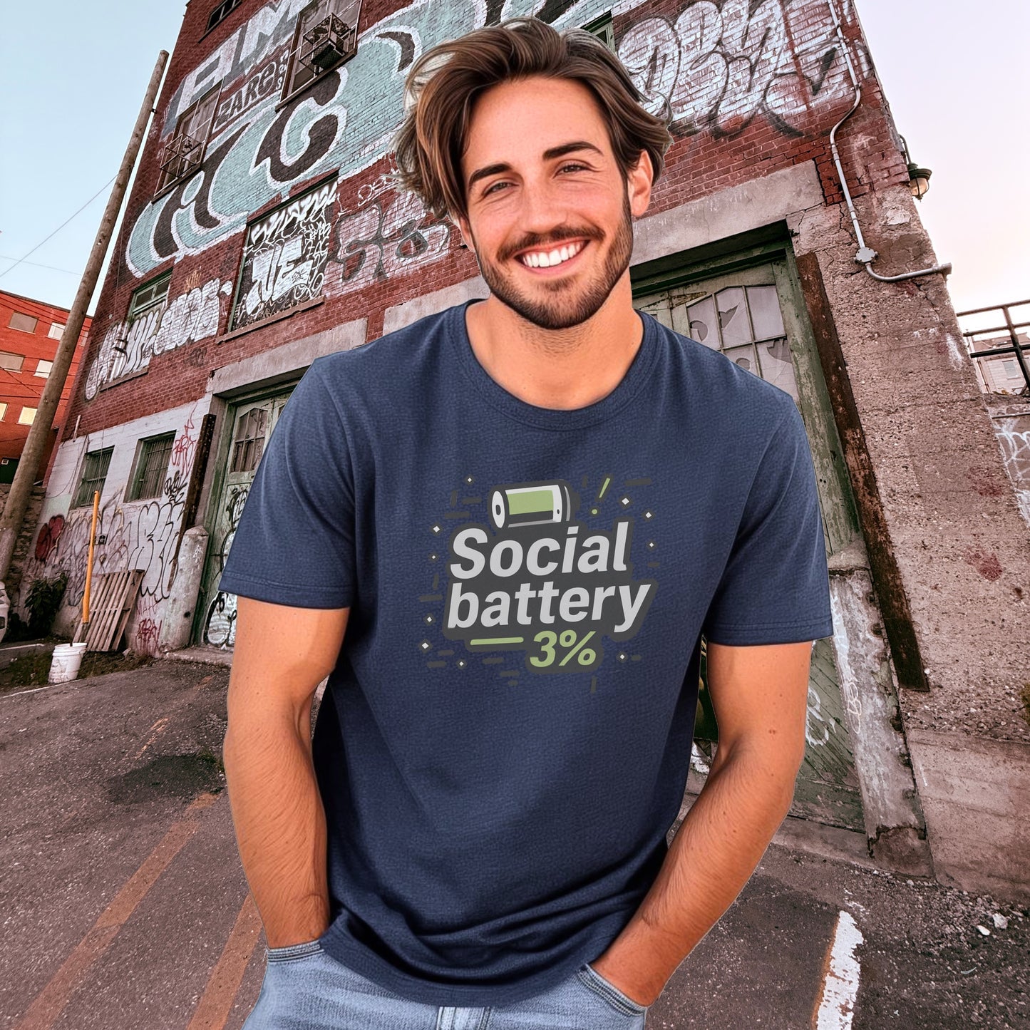 Social Battery 3 Percent Graphic Tee Shirt