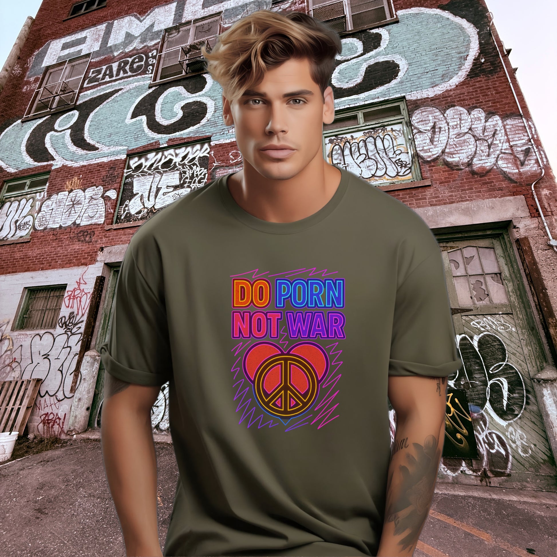 Do Porn Not War Graffiti Peace Sign T-shirt product