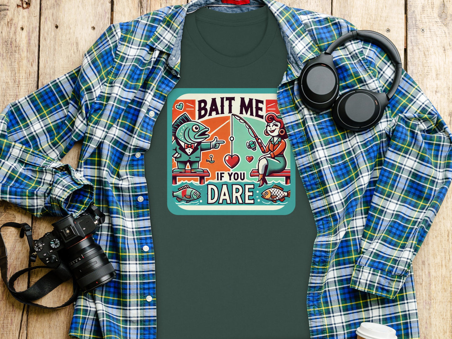 Bait Me If You Dare Fishing Theme Graphic Shirt product type