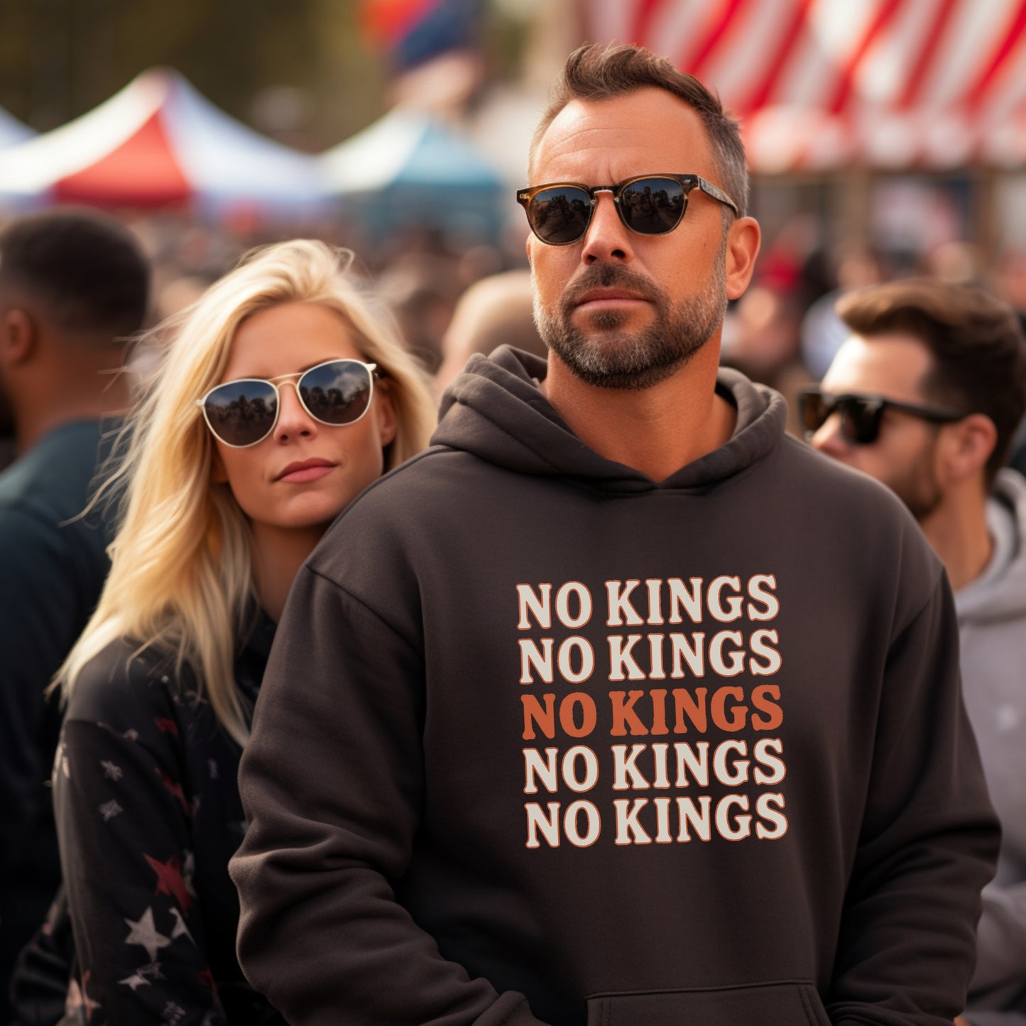 Stylish Hoodie with Bold No Kings Statement