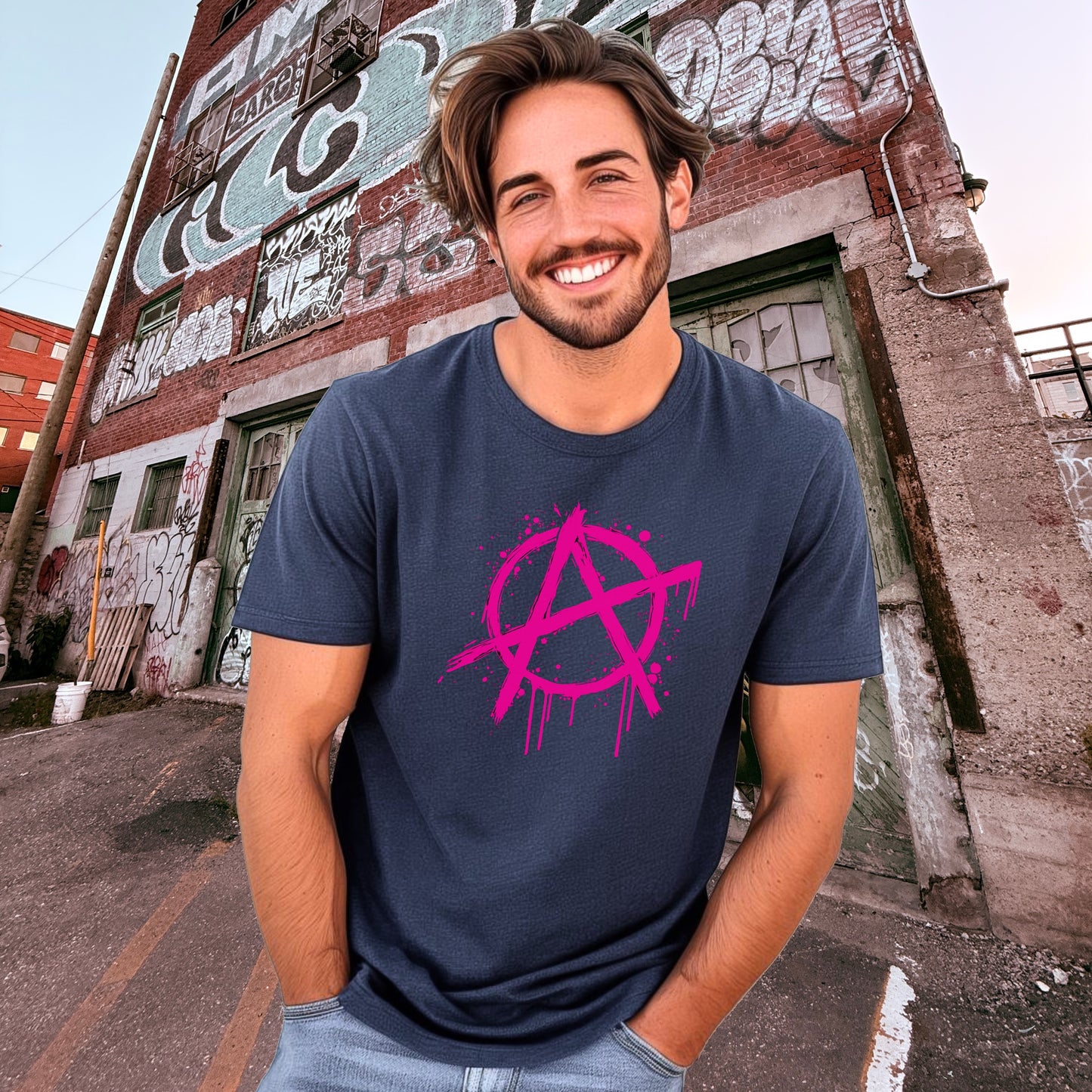 Urban Graffiti Inspired Anarchy Symbol T-Shirt