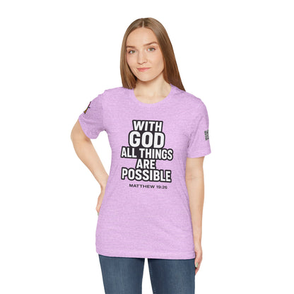 With God All Things Are Possible Graphic T-Shirt | Matthew 19:26 Christian Tee | Faith & Strength Streetwear