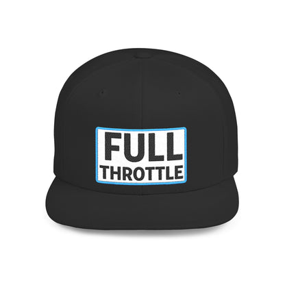 FULL THROTTLE Embroidered Flat Bill Snapback Cap | Bold Motorsport Hat | Streetwear Baseball Cap