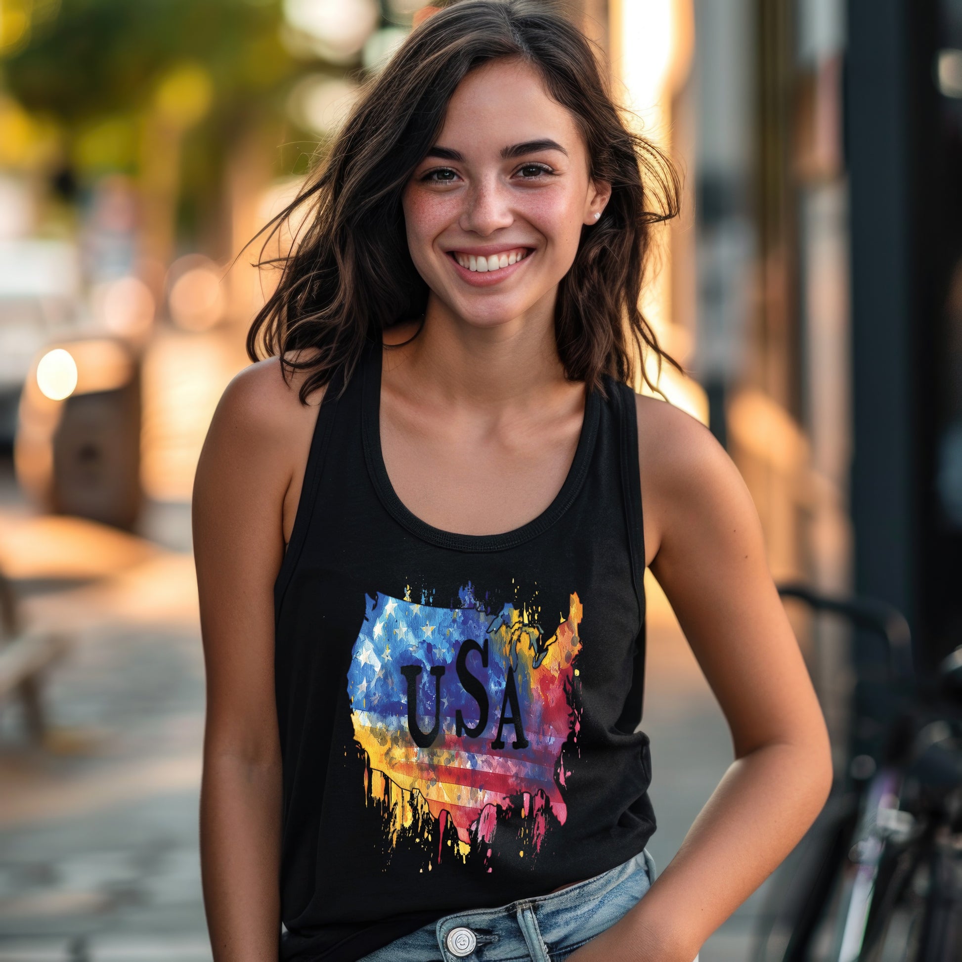 Colorful USA Map Design on Sleeveless Top product type