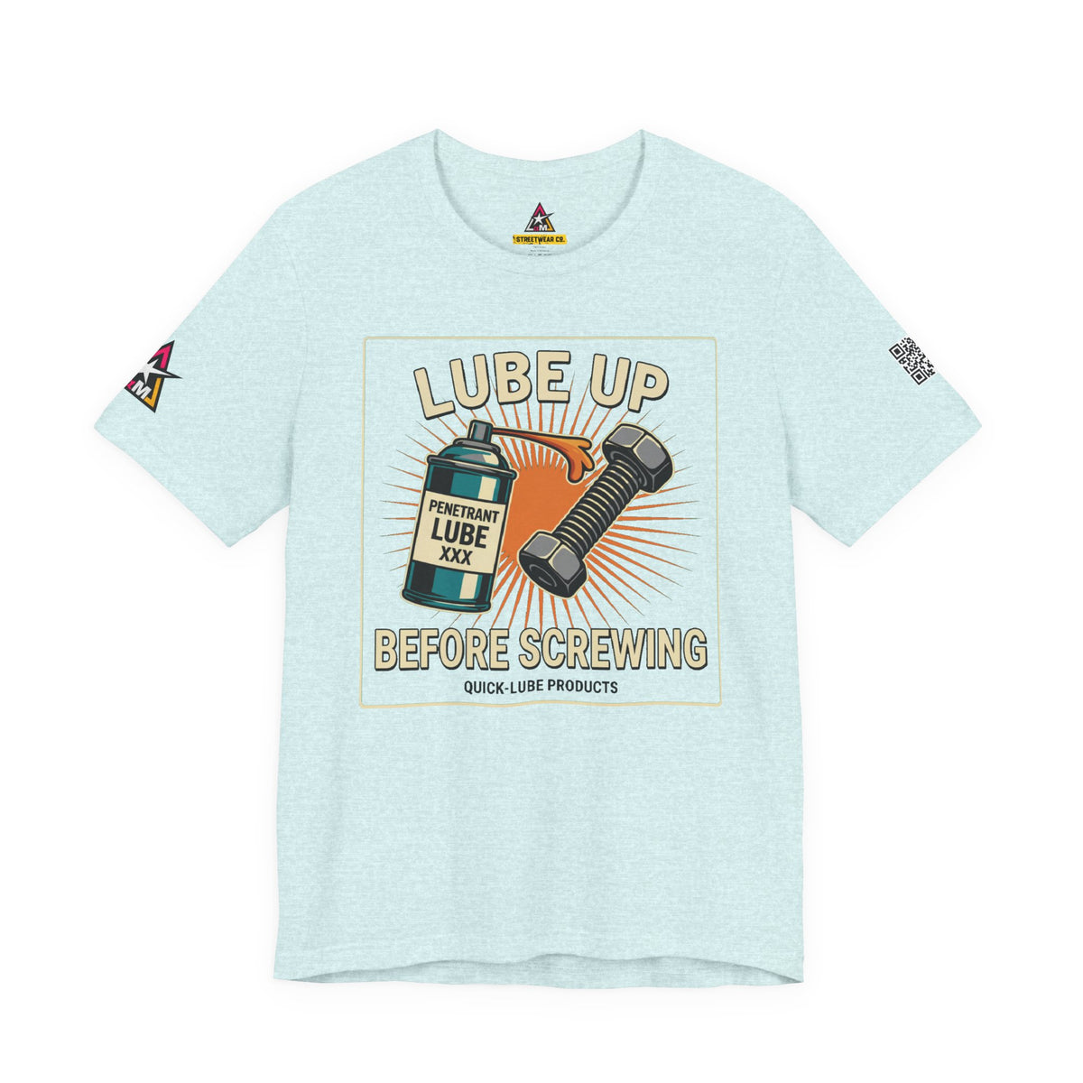 LUBE UP BEFORE SCREWING Graphic T-Shirt | Funny Mechanic Tee | Dirty Garage Humor Shirt | Vintage Automotive Tee