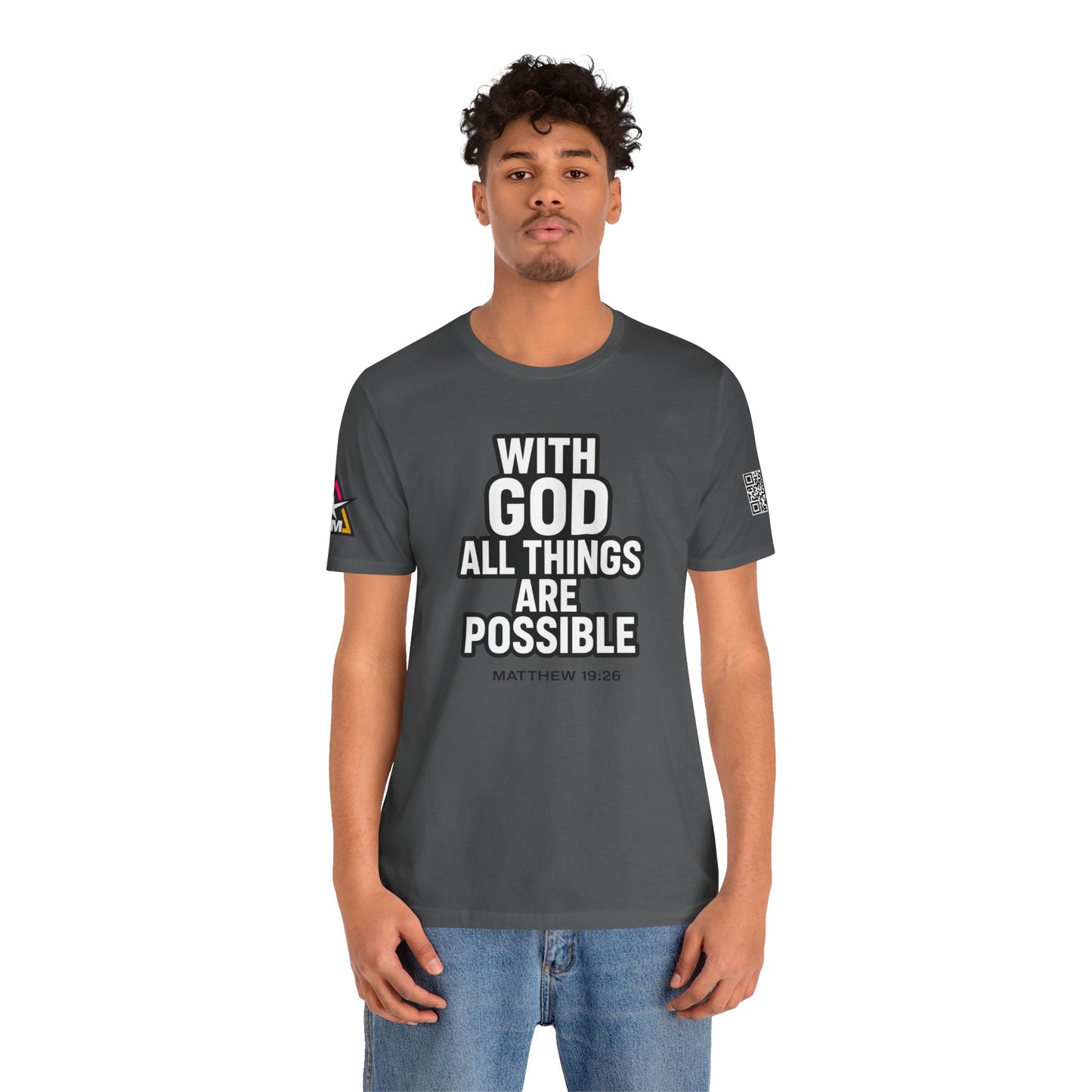 With God All Things Are Possible Graphic T-Shirt | Matthew 19:26 Christian Tee | Faith & Strength Streetwear