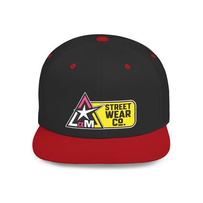 AM Streetwear Co. Embroidered Snapback Hat | Premium Streetwear Cap | Modern Logo Flat Bill Hat | Everyday Lifestyle Cap