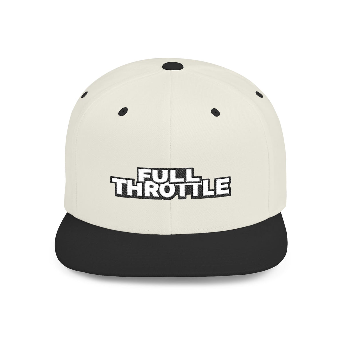 FULL THROTTLE Embroidered Flat Bill Snapback Cap | Bold Motorsport Hat | Streetwear Baseball Cap