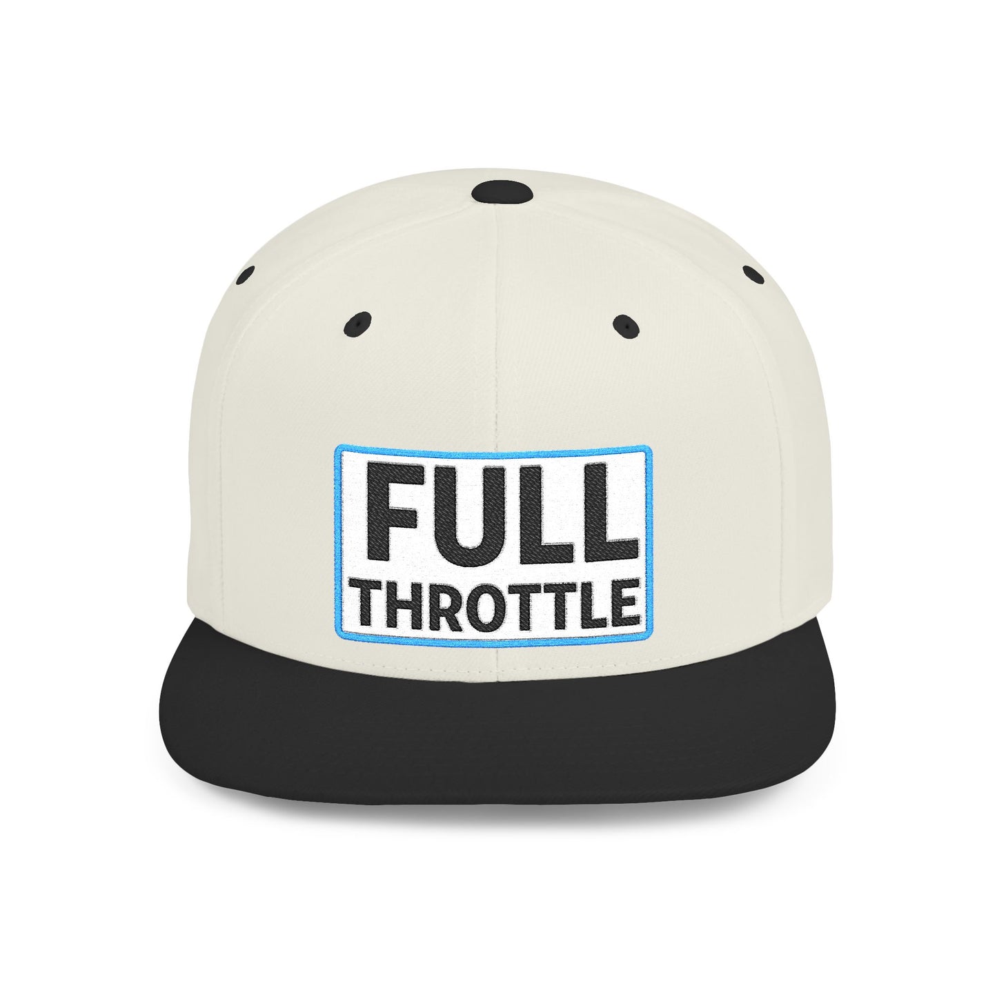 FULL THROTTLE Embroidered Flat Bill Snapback Cap | Bold Motorsport Hat | Streetwear Baseball Cap
