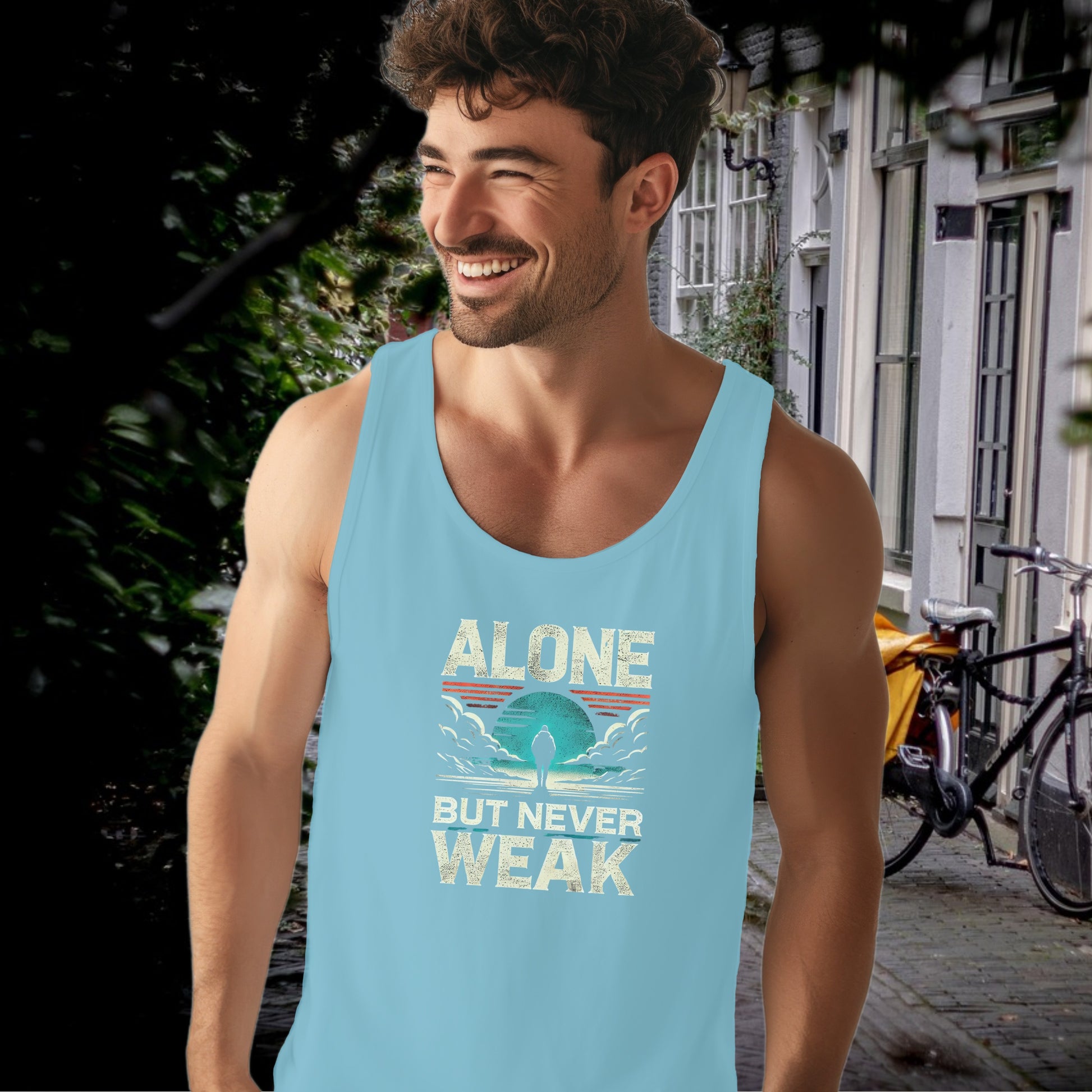 Alone but never weak graphic tank top product type