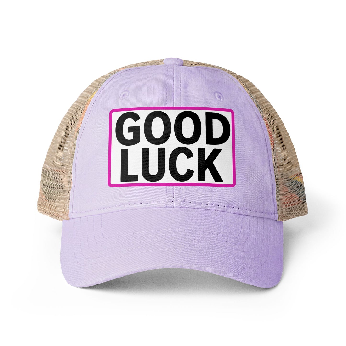 GOOD LUCK Embroidered Flat Bill Snapback Cap | Lucky Statement Hat Funny Ponytail Baseball Hat | Casual Women's Cap
