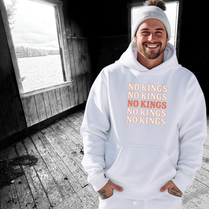 No Kings White Hoodie with Unique Statement Design