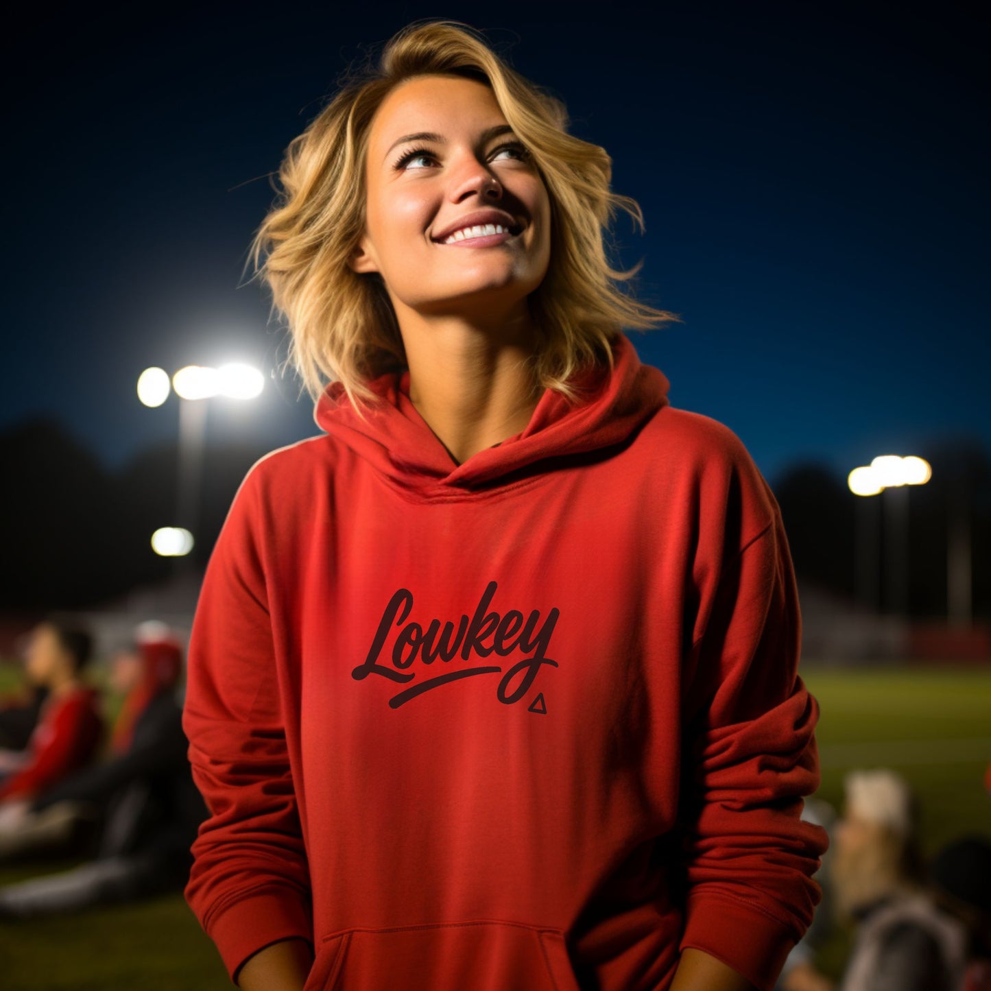 Lowkey Red Hoodie with Casual Style Print Design