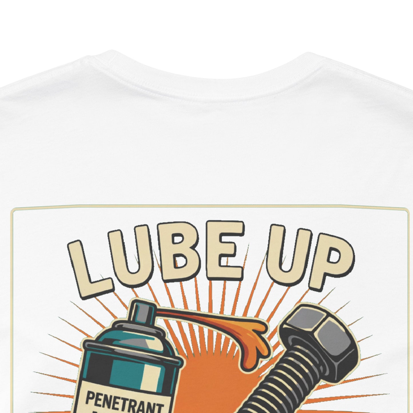 LUBE UP BEFORE SCREWING Graphic T-Shirt | Funny Mechanic Tee | Dirty Garage Humor Shirt | Vintage Automotive Tee