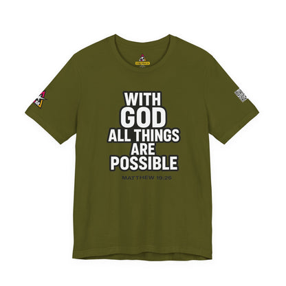 With God All Things Are Possible Graphic T-Shirt | Matthew 19:26 Christian Tee | Faith & Strength Streetwear
