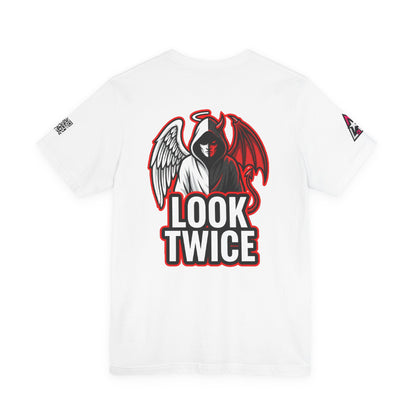 LOOK TWICE Angel & Devil Graphic T-Shirt | Duality Streetwear Tee | Good vs Evil Shirt | Unisex Graphic Tee