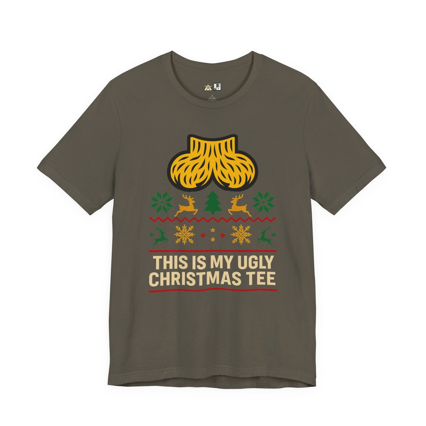 This Is My Ugly Christmas Tee Bold Reindeer & Gold Balls Ornament Holiday T-Shirt