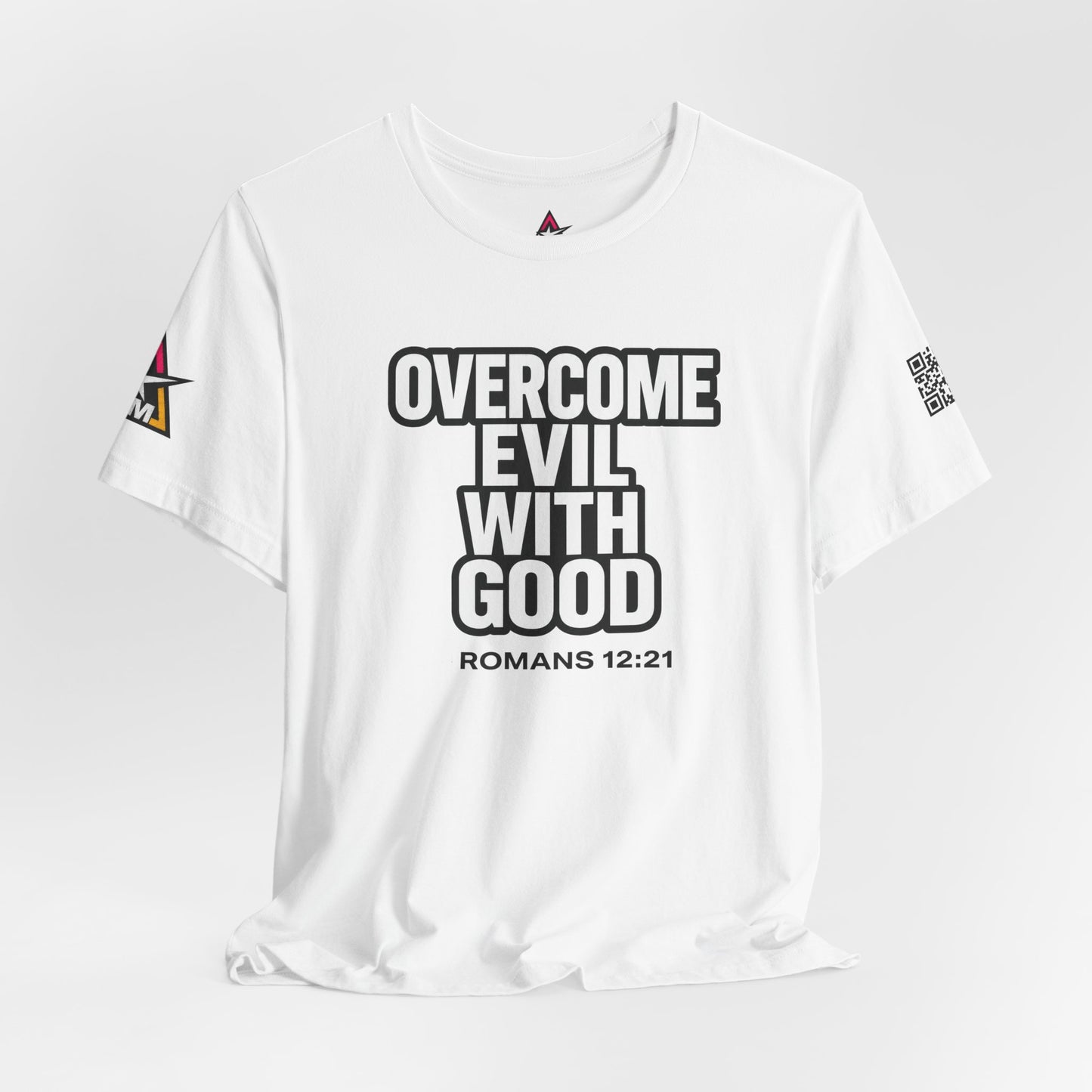 Overcome Evil With Good Graphic T-Shirt | Romans 12:21 Christian Tee | Faith & Strength Streetwear