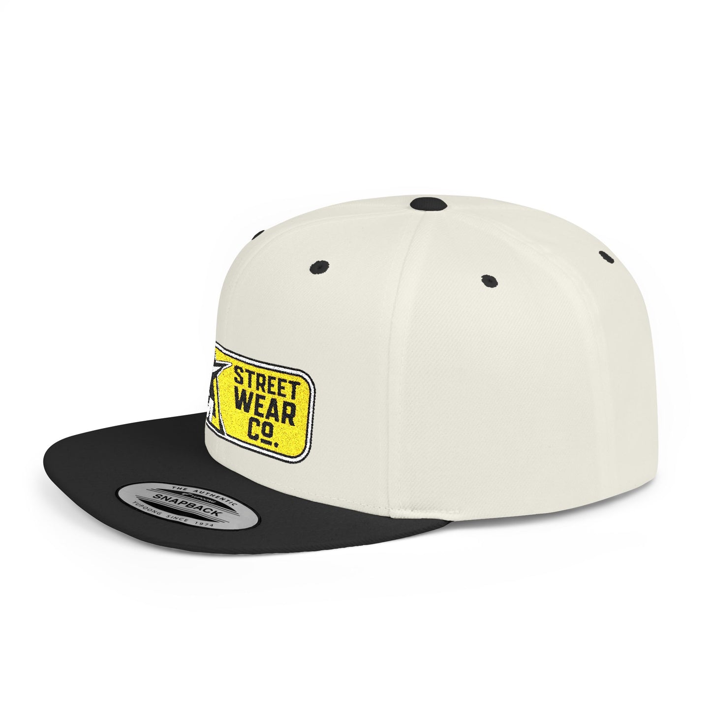 AM Streetwear Co. Embroidered Snapback Hat | Premium Streetwear Cap | Modern Logo Flat Bill Hat | Everyday Lifestyle Cap