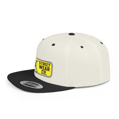 AM Streetwear Co. Embroidered Snapback Hat | Premium Streetwear Cap | Modern Logo Flat Bill Hat | Everyday Lifestyle Cap