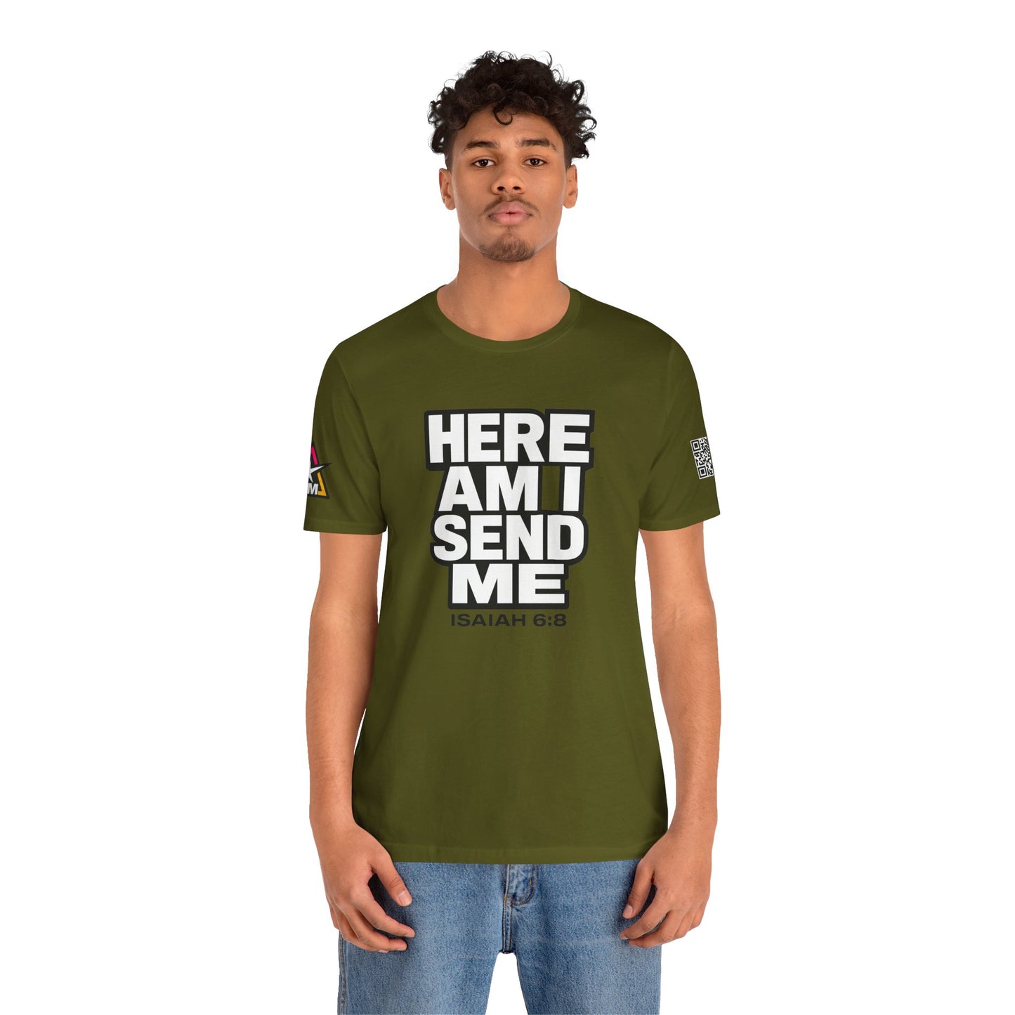 Here Am I, Send Me Graphic T-Shirt | Isaiah 6:8 Christian Tee | Faith Statement Shirt