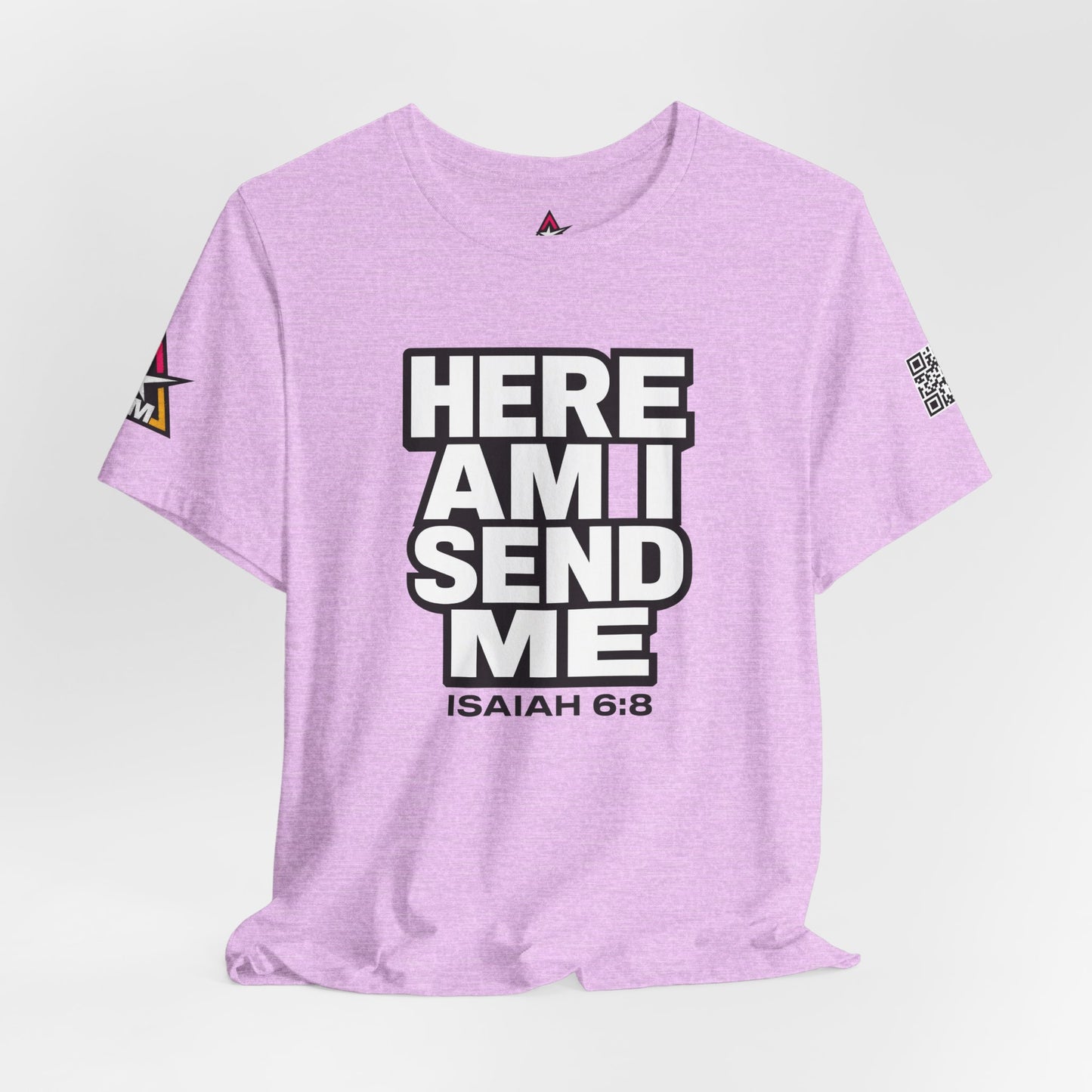 Here Am I, Send Me Graphic T-Shirt | Isaiah 6:8 Christian Tee | Faith Statement Shirt