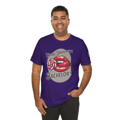 Kissing University Bachelor’s Graphic T-Shirt | Flirty Retro Tee | Funny Kissing Shirt
