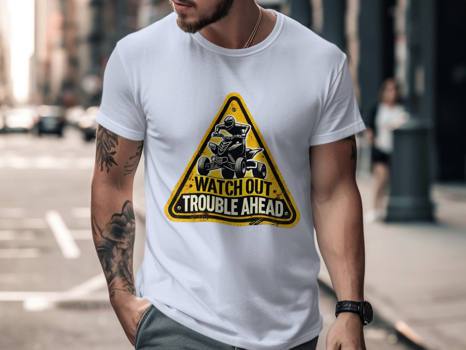Warning Watch Out Troubles Ahead Graphic T-shirt Product